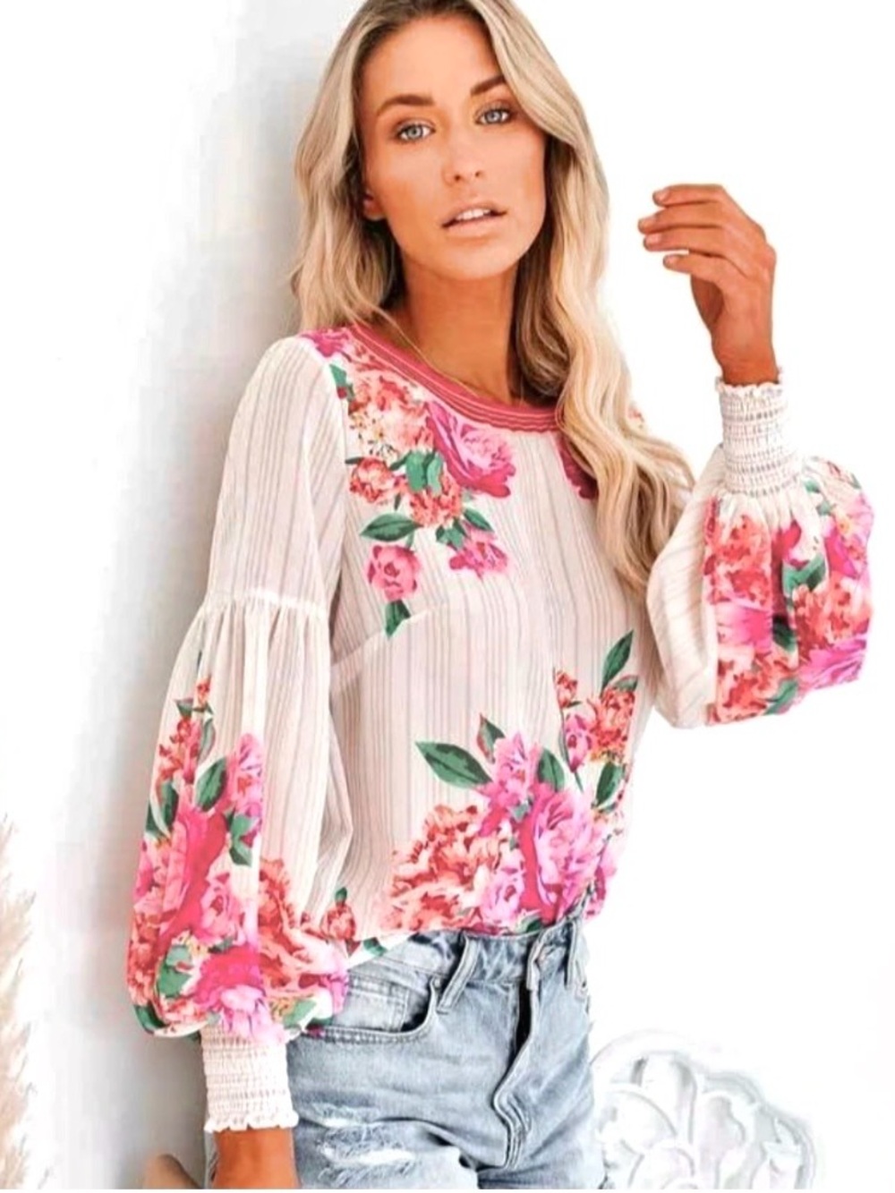 Jealous Tomato striped floral blouse